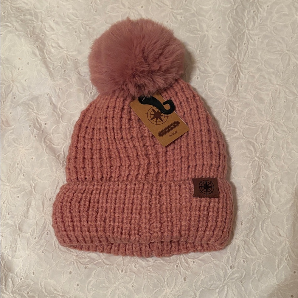 Cozy Knit Pom-Pom Beanie - Cream, Brown, Pink, or Multicolor - Picture 5 of 5